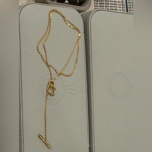 Authentic Pandora 14k gold plated essence t bar necklace.